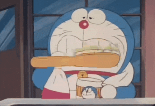 Doraemon Brushing Teeth GIF