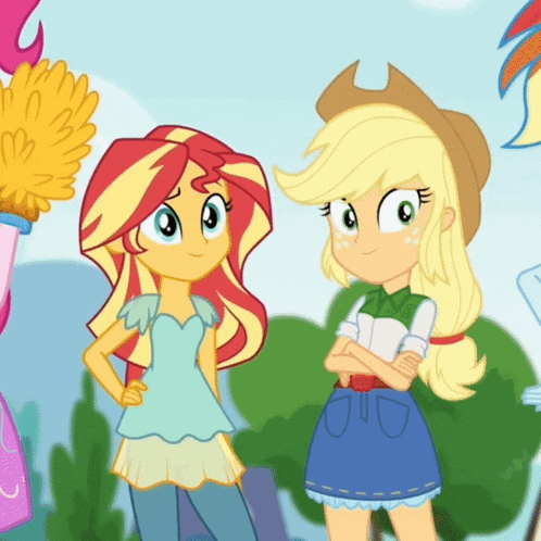 Sunset Shimmer Applejack GIF