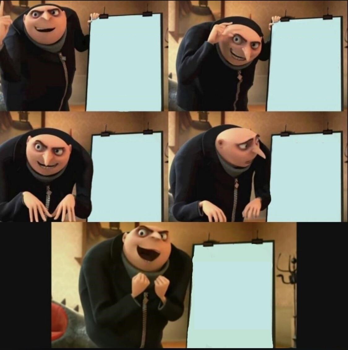 5 Panel Gru Meme Template