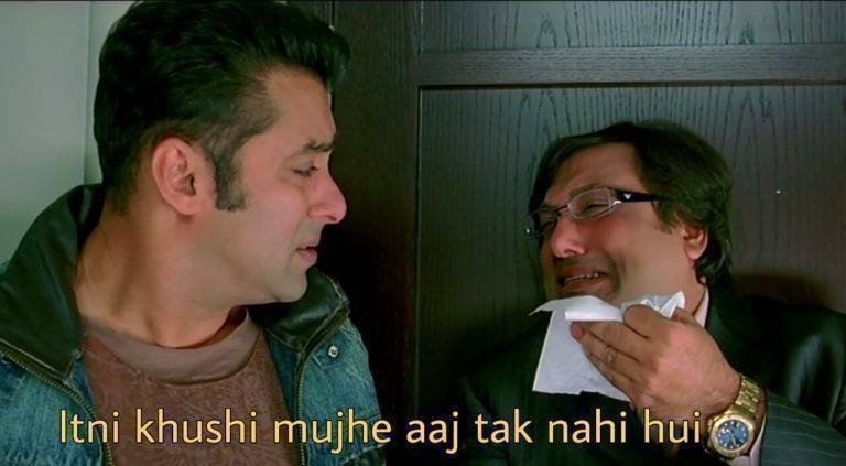 Itni Khushi Mujhe Aajtak Nahi Hui Meme Template