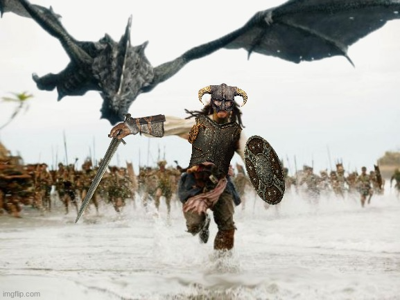 Dragonborn Being Chased Meme Template