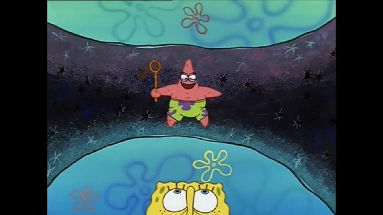 Evil Patrick From Above Meme Template