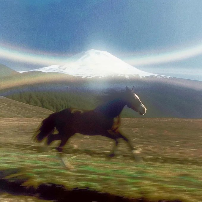 Running Horse Past Mountain Template