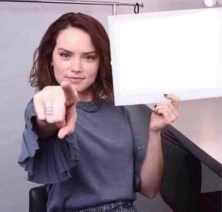 Woman Pointing Holding Blank Sign Meme Template