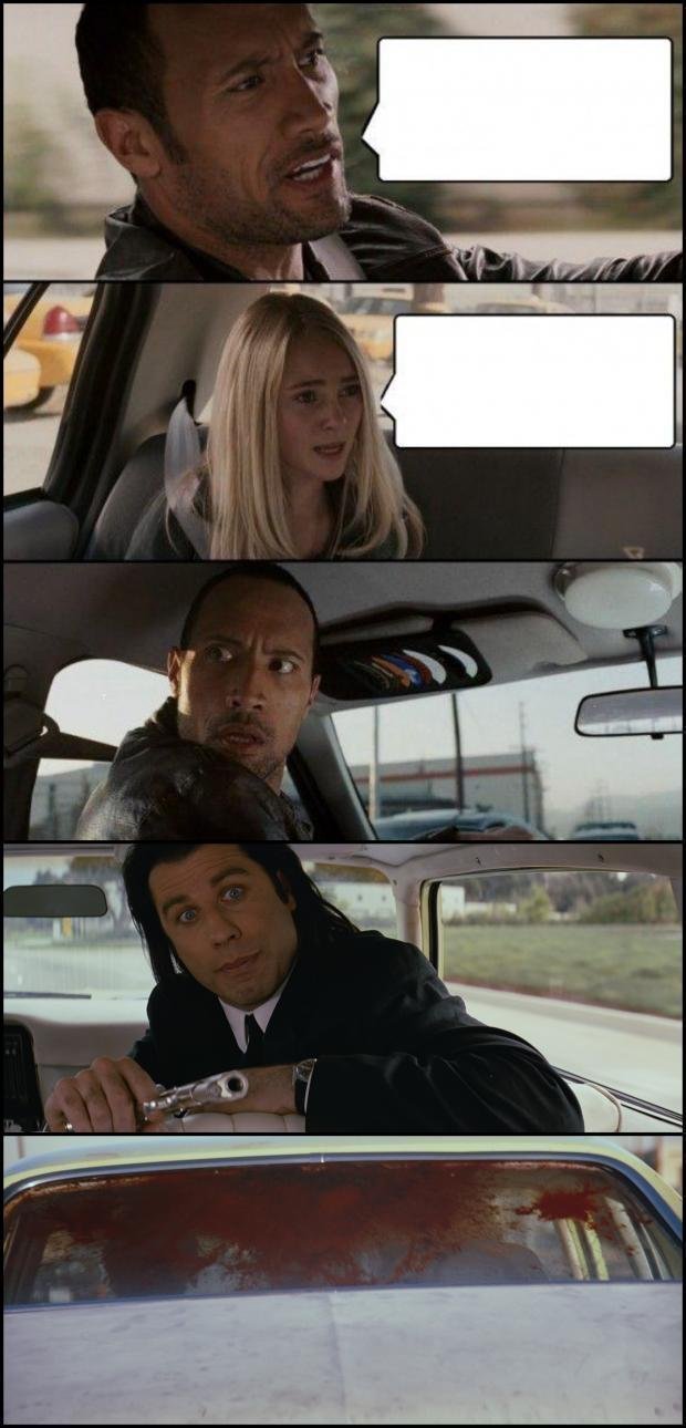 The Rock Driving And Pulp Fiction Meme Template