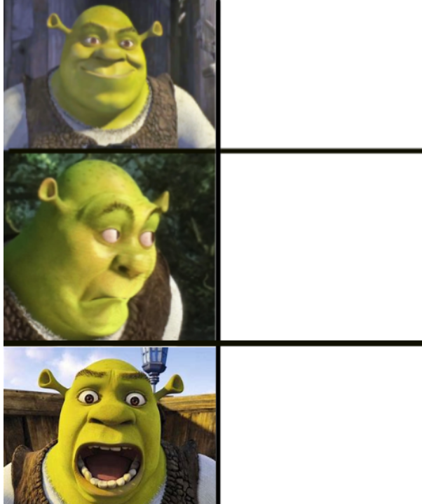 Three Panel Shrek Drake Meme Template