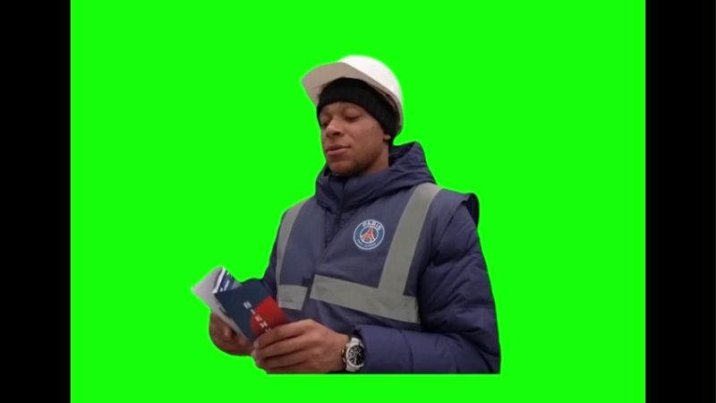 Kylian Mbappe looking at Paper Green Screen Memes Download