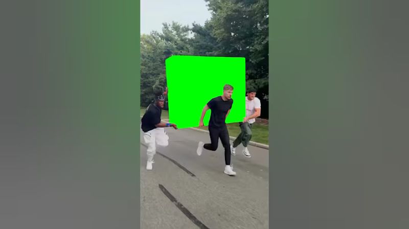 MrBeast, Logan Paul, and KSI running with the Box Green Screen Meme Template Download